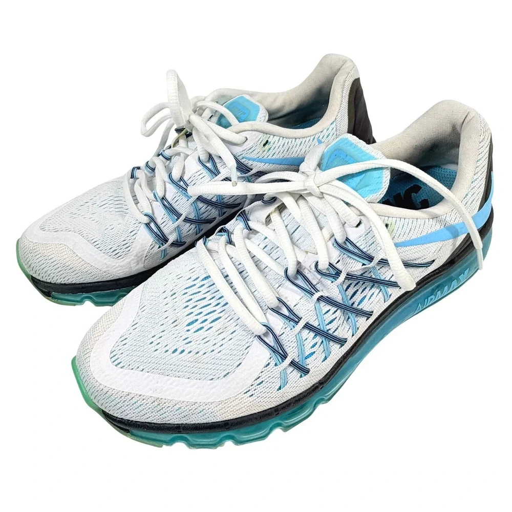 Nike Air Max 2015 Womens 9 White Blue Running Shoes 698903-104